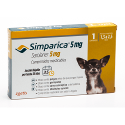 SIMPARICA   5 mg. - 1,3 a 2,5 kg.